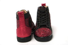 Load image into Gallery viewer, Christian Louboutin Red Black Louis Junior Spikes  Sneaker Shoes
