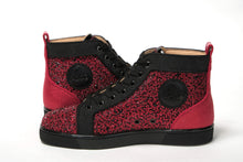 Load image into Gallery viewer, Christian Louboutin Red Black Louis Junior Spikes  Sneaker Shoes
