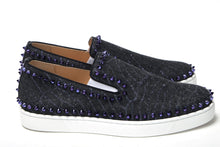 Load image into Gallery viewer, Christian Louboutin Navy/Electro Met Pik Boat Flat Shoes
