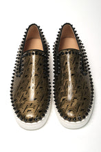 Load image into Gallery viewer, Christian Louboutin Black/Gold Version Pik Boat Flat Pat Shoes
