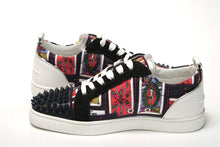 Load image into Gallery viewer, Christian Louboutin Black Multi/Marine Mat Louis Junior Spikes Shoes
