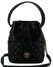 Load image into Gallery viewer, Versace Elegant Black Leather Bucket Shoulder Bag
