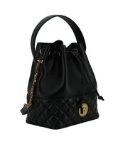 Load image into Gallery viewer, Versace Elegant Black Leather Medusa Bucket Shoulder Bag
