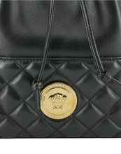 Load image into Gallery viewer, Versace Elegant Black Leather Medusa Bucket Shoulder Bag
