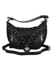 Load image into Gallery viewer, Versace Elegant Black Leather Hobo Shoulder Bag
