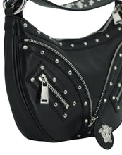 Load image into Gallery viewer, Versace Elegant Black Leather Hobo Shoulder Bag
