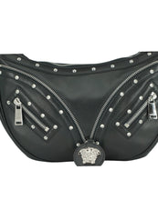 Load image into Gallery viewer, Versace Elegant Black Leather Hobo Shoulder Bag
