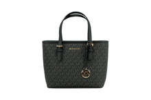 Load image into Gallery viewer, Michael Kors Jet Set Black Signature XS Carryall Top Zip Tote Bag Purse
