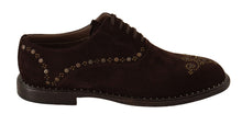 Load image into Gallery viewer, Dolce &amp; Gabbana Elegant Brown Suede Studded Derby Shoes
