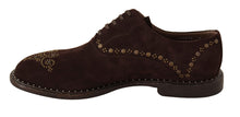 Load image into Gallery viewer, Dolce &amp; Gabbana Elegant Brown Suede Studded Derby Shoes
