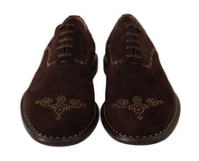 Load image into Gallery viewer, Dolce &amp; Gabbana Elegant Brown Suede Studded Derby Shoes
