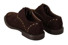 Load image into Gallery viewer, Dolce &amp; Gabbana Elegant Brown Suede Studded Derby Shoes
