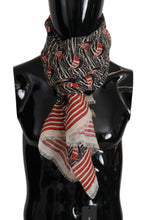 Load image into Gallery viewer, Dolce &amp; Gabbana Black Red Linen Sailboat Stripe Print Shawl Scarf
