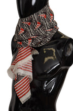 Load image into Gallery viewer, Dolce &amp; Gabbana Black Red Linen Sailboat Stripe Print Shawl Scarf

