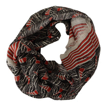 Load image into Gallery viewer, Dolce &amp; Gabbana Black Red Linen Sailboat Stripe Print Shawl Scarf
