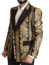 Load image into Gallery viewer, Dolce &amp; Gabbana Black Gold Jacquard Single Breasted Blazer
