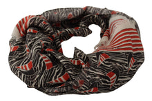 Load image into Gallery viewer, Dolce &amp; Gabbana Black Red Linen Sailboat Stripe Print Shawl Scarf
