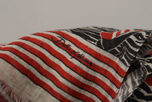 Load image into Gallery viewer, Dolce &amp; Gabbana Black Red Linen Sailboat Stripe Print Shawl Scarf
