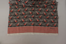 Load image into Gallery viewer, Dolce &amp; Gabbana Black Red Linen Sailboat Stripe Print Shawl Scarf
