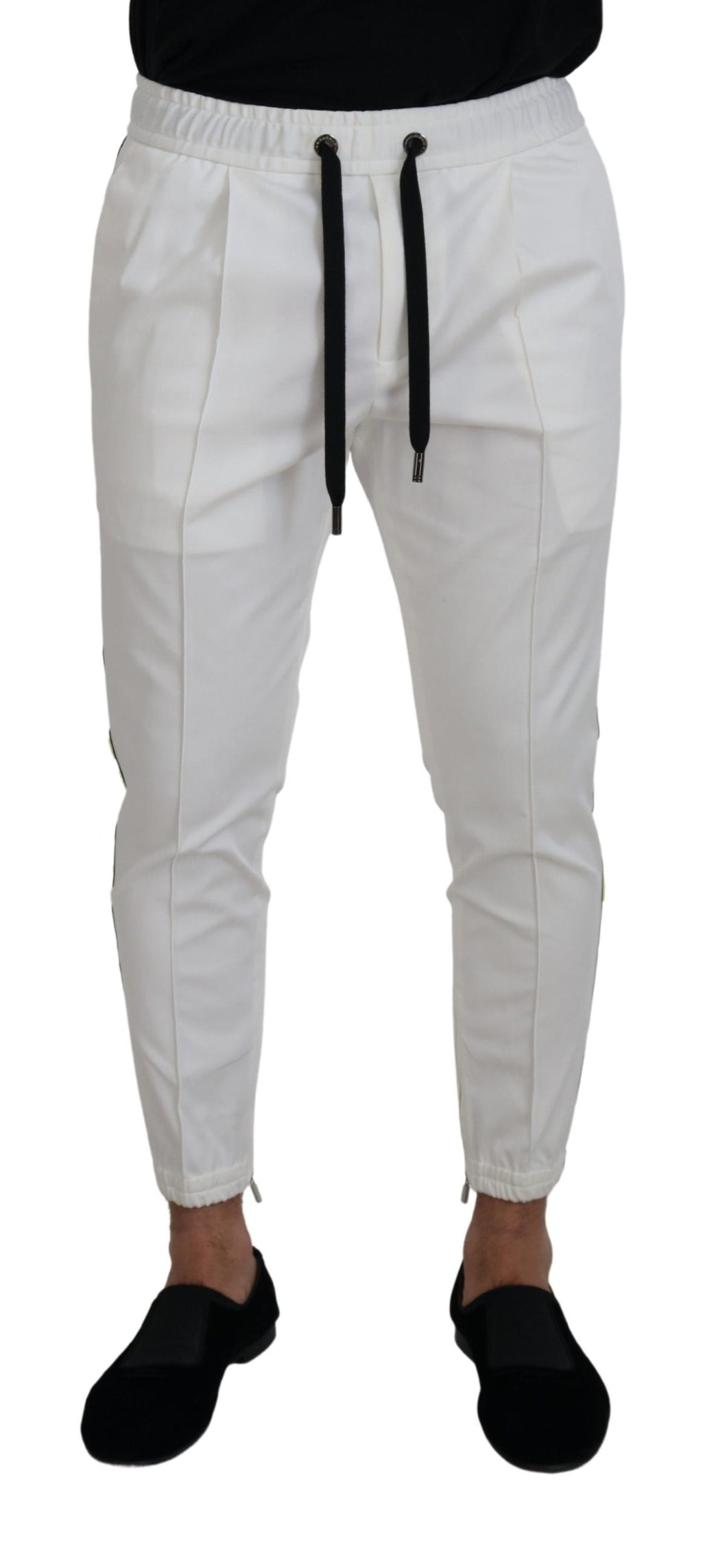 Dolce & Gabbana White Cotton DG Logo Jogger Pants