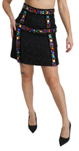 Load image into Gallery viewer, Dolce &amp; Gabbana Elegant High-Waist Embellished Black Skirt
