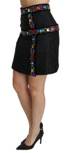 Load image into Gallery viewer, Dolce &amp; Gabbana Elegant High-Waist Embellished Black Skirt
