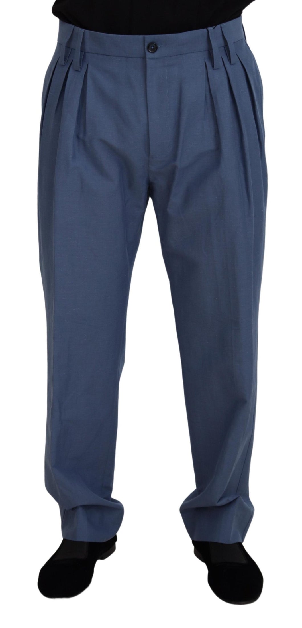 Dolce & Gabbana Blue Linen Chino Men Formal Pants