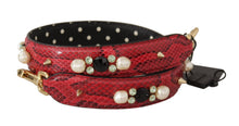 Load image into Gallery viewer, Dolce &amp; Gabbana Red Python Leather Crystals Reversible Shoulder Strap
