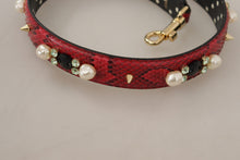 Load image into Gallery viewer, Dolce &amp; Gabbana Red Python Leather Crystals Reversible Shoulder Strap
