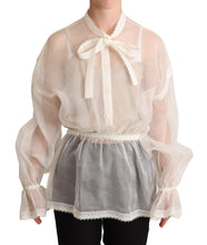 Load image into Gallery viewer, Dolce &amp; Gabbana Elegant White Silk-Cotton Ascot Blouse
