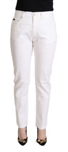 Load image into Gallery viewer, Dolce &amp; Gabbana Chic White Tapered Denim Jeans with Logo Patch
