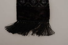 Load image into Gallery viewer, Dolce &amp; Gabbana Brown Velvet Geometric Shawl Fringe Neck Wrap Scarf
