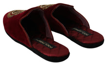 Load image into Gallery viewer, Dolce &amp; Gabbana Red Velvet Embroidered Slides
