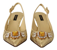 Load image into Gallery viewer, Dolce &amp; Gabbana Gleaming Gold Crystal Slingback Heels
