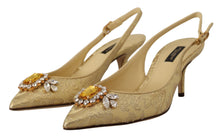 Load image into Gallery viewer, Dolce &amp; Gabbana Gleaming Gold Crystal Slingback Heels
