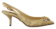 Load image into Gallery viewer, Dolce &amp; Gabbana Gleaming Gold Crystal Slingback Heels
