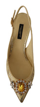 Load image into Gallery viewer, Dolce &amp; Gabbana Gleaming Gold Crystal Slingback Heels
