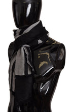 Load image into Gallery viewer, Dolce &amp; Gabbana Black Gray Cotton Modal Jacquard Logo Wrap Scarf
