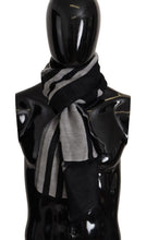 Load image into Gallery viewer, Dolce &amp; Gabbana Black Gray Cotton Modal Jacquard Logo Wrap Scarf
