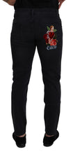 Load image into Gallery viewer, Dolce &amp; Gabbana Black Cotton Patch Embroidery Denim Jeans
