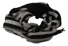 Load image into Gallery viewer, Dolce &amp; Gabbana Black Gray Cotton Modal Jacquard Logo Wrap Scarf
