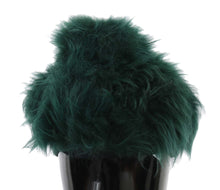 Load image into Gallery viewer, Dolce &amp; Gabbana Green Fur DG Logo Embroidered Cloche Hat
