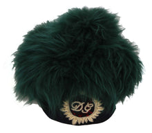 Load image into Gallery viewer, Dolce &amp; Gabbana Green Fur DG Logo Embroidered Cloche Hat
