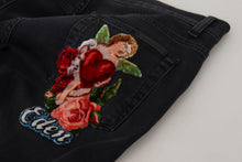 Load image into Gallery viewer, Dolce &amp; Gabbana Black Cotton Patch Embroidery Denim Jeans
