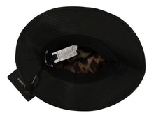 Load image into Gallery viewer, Dolce &amp; Gabbana Black Leather DG Coin Crystal Wide Brim Hat
