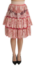 Load image into Gallery viewer, Dolce &amp; Gabbana Elegant Pink Lace High-Waist Skirt
