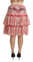 Load image into Gallery viewer, Dolce &amp; Gabbana Elegant Pink Lace High-Waist Skirt
