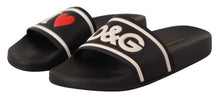 Load image into Gallery viewer, Dolce &amp; Gabbana Elegant Black Leather Slide Sandals for Her
