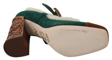 Load image into Gallery viewer, Dolce &amp; Gabbana Chic Green Suede Mary Janes with Shearling Trim
