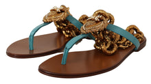 Load image into Gallery viewer, Dolce &amp; Gabbana Blue Leather Devotion Flats Sandals
